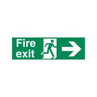 5 Star Fire Exit Run Man Arrow R Sign Rigid Plas 150x450 VSP121SRP4515