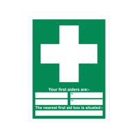 5 Star Your First Aiders Are Sign Vinyl 600x450 VSP350SAV4560
