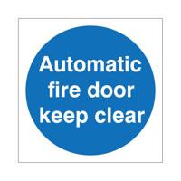 5 Star Automatic Fire Door Sign Vinyl 100x100 Pack of 5 M263SAV1010P5