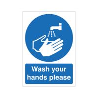 5 Star Wash Your Hands Please Sign Rigid Plastic A5 VM001SRPA5