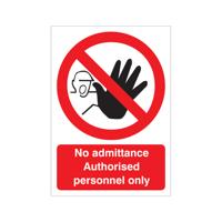5 Star No Admittance Authorised Personnel Only Sign Plas A5 VP413SRPA5