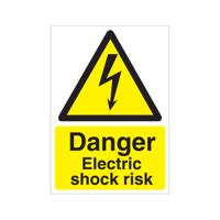 5 Star Danger Electric Shock Risk Sign Rigid Plastic A5 VW413SRPA5