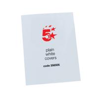 5 Star Office Binding Covers 250Gsm Plain A4 Gloss White (Pack of 100)