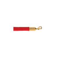 5 Star Economy Velour Rope Red 1.8m with Polished Brass Ends