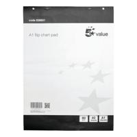 5 Star Flipchart Pad Perforated 40 Sheets A1 (Pack of 5)