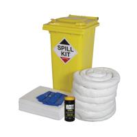 5 Star Oil/Fuel Spill Kit in Yellow Wheelie Bin 120L White FS636843