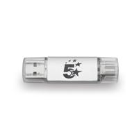 5 Star USB 3.2 Gen 1 Combo Flash Memory Drive with USB A/C 64GB Silver 667950