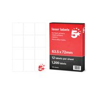 5 Star A4 Address and Parcel Labels 63.5x72mm Pack of 1200 FS679603