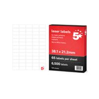 5 Star A4 Sheet Labels 38.1x21.2mm Pack of 6500 FS679676