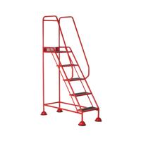 5 Star UK Domed Feet Anti-Slip 5 Tread Steps Red FS687669