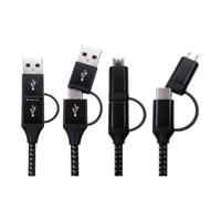 5 Star Braided USB-C/USB-A to USB-C/Micro-B Plug 1m Black FS711308