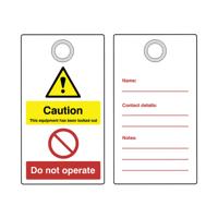 5 Star Double Sided Caution Lockout Tag with Eyelet FS712587
