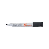 5 Star Office Flipchart Marker Bullet Tip Water-based 2mm Line Black (Pack of 12)