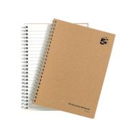 5 Star Wirebound Notebook Ruled 80gsm Recycled 160 Page A5 Buff (Pack of 5) 930287