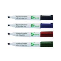 5 Star Drywipe Marker Chlorine-free Chisel Tip 2-5mm Line Assorted (Pack of 4)