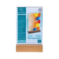 Exacompta Portrait Stand Up Sign Holder A6 with Wood Base 86258D