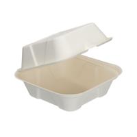 Bagasse Burger Box Square 6 Inch White (Pack of 500) D06001