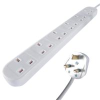 Connekt Gear 3m 6-Way Power Extension Lead White 27-6030