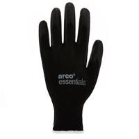 Arco Essentials Black PU-Coated Nylon Work Gloves Pairs 6 (Pack of 12)
