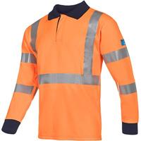 Sioen Lerby Orange Long-Sleeve Hi-Vis Arc-Polo Shirt 4XL