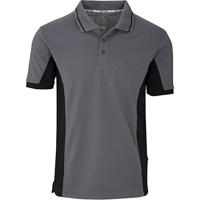 Trojan Contrast Grey/Black Wicking Polo Shirt M