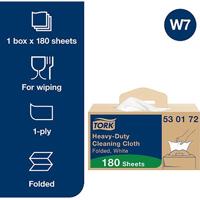 Tork W7 White Folded Heavy Duty Cleaning Cloths Roll in Handy-Box 64m