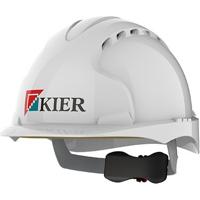 JSP Evo3 White Vented Wheel-Ratchet Helmet + Kier A5742 Logo