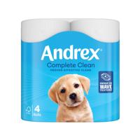 Andrex Complete Clean Toilet Tissue Standard 4x6 Rolls White (Pack of 24) 4480125