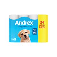 Andrex Complete Clean Toilet Roll 2-Ply 190 Sheets Per Roll (Pack of 24) 4970614