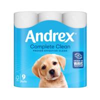 Andrex Complete Clean Toilet Roll 2-Ply 190 Sheets Per Roll (Pack of 9) 04970108