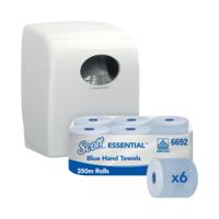 Scott Essential Rolled Hand Towel 350m Blue (Pack of 6) FOC Dispenser