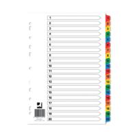 Q-Connect Index 1-20 Board Reinforced Multicoloured (10 Pack) KF01521Q