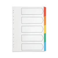 Q-Connect 5-Part Index Multi-punched Reinforced Board Multi-Colour Blank Tabs A4 White KF01525