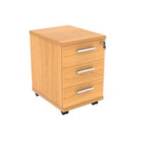 Astin 3 Drawer Mobile Under Desk Pedestal 400x500x590mm Norwegian Beech KF77723