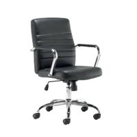 Jemini Amalfi Meeting Chair 630x630x885-980mm Leather Look Black KF79135