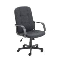 Jemini Jack 2 Executive Swivel Chair with Fixed Arms 620x600x1020-1135mm Fabric Charcoal KF79889