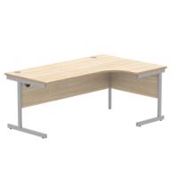 Astin Radial Right Hand Single Upright Desk 1800x1200x730mm Oak/Silver KF800032