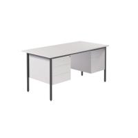 Serrion Rectangular Double Pedestal 4 Leg Desk 1500x750x730mm White KF800093