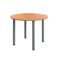 Serrion Pole Leg Round Meeting Table 1000x1000x730mm Beech/Silver KF800233