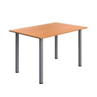 Serrion Pole Leg Rectangular Table 1200x800x730mm Beech/Silver KF800235