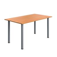 Serrion Pole Leg Rectangular Table 1400x800x730mm Beech/Silver KF800236