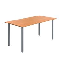 Serrion Pole Leg Rectangular Table 1600x800x730mm Beech/Silver KF800237