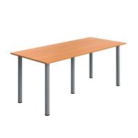 Serrion Pole Leg Rectangular Table 1800x800x730mm Beech/Silver KF800238