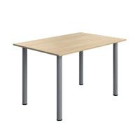 Serrion Pole Leg Rectangular Table 1200x800x730mm Oak/Silver KF800258