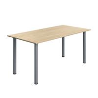 Serrion Pole Leg Rectangular Table 1600x800x730mm Oak/Silver KF800260