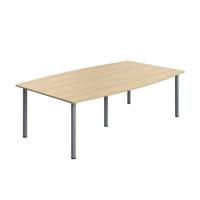 Serrion Pole Leg Barrel Shaped Table 2400x1200x730mm Oak/Silver KF800263