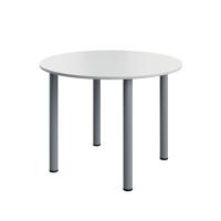 Serrion Pole Leg Round Meeting Table 1000x1000x730 White/Silver KF800279