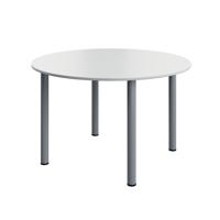 Serrion Pole Leg Round Meeting Table 1200x1200x730 White/Silver KF800280