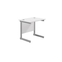 Jemini Single Rectangular Desk 800x600x730mm White/Silver KF800316