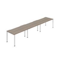 Jemini Three Person Bench Desk 1200x800mm Grey Oak/White (Set of 3) KF800392